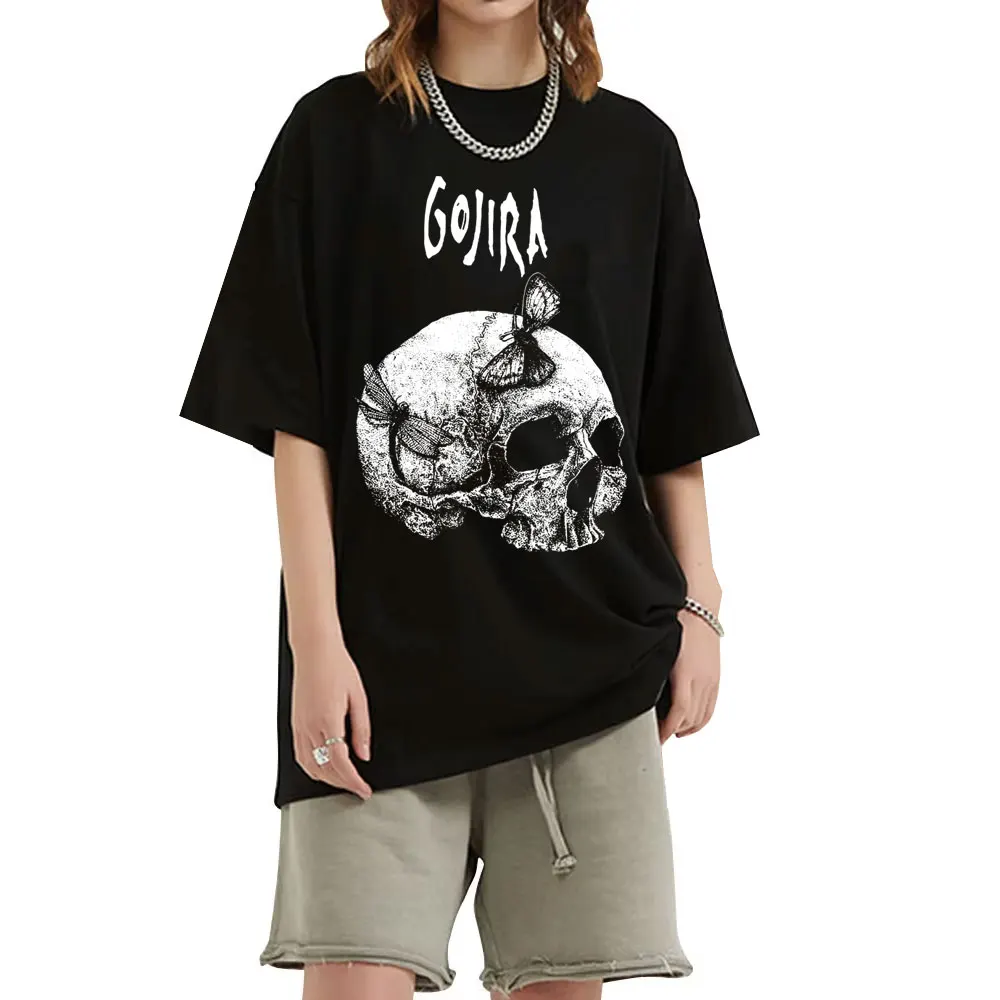 

Limited Metal Rock Band Gojira Skull Graphic T-shirt Men Women Fashion Oversized T Shirt Man Casual Cotton Short Sleeve T Shirts