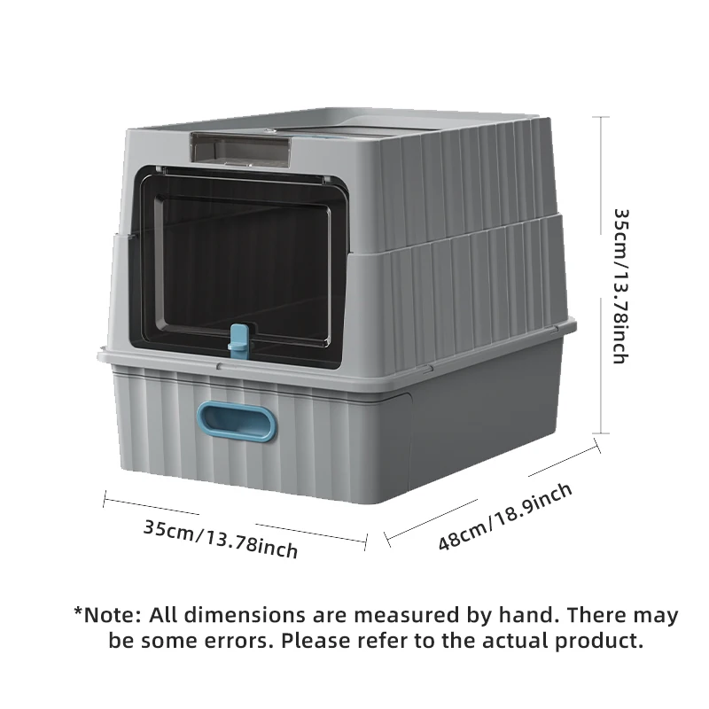 1 قطعة حجم كبير جدًا صندوق نفايات القطط المغلقة بالكامل مضاد للرذاذ خاص لتنظيف مرحاض القطط للقطط