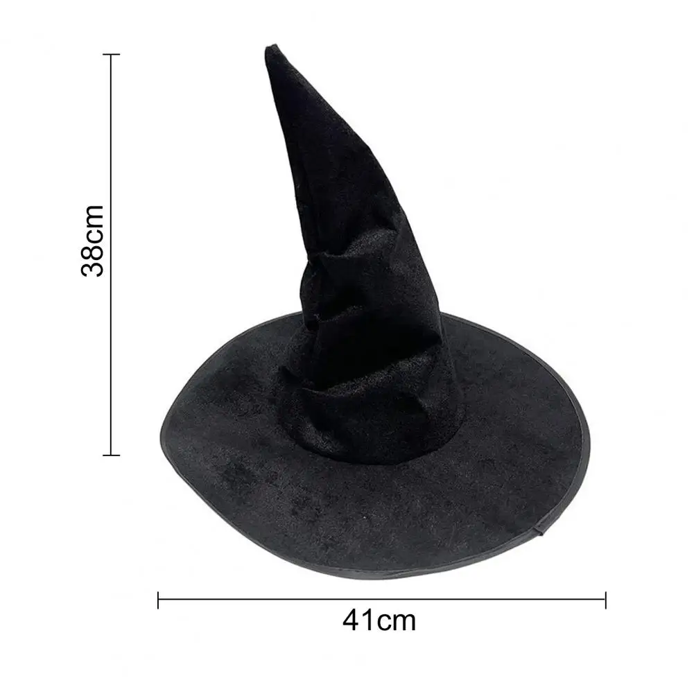 Adjustable Brim Witch Hat Velvet Witch Hat with Sharp Corner Design Iron Wire Brim Party Accessory Themed Role-playing Halloween