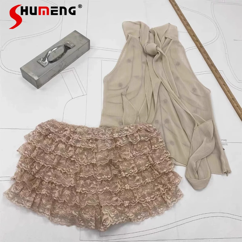 

Ladies Sequin Two-piece Sets Stylish Sleeveless Round Neck Pullover Tops Shorts Set Women's 2025 Summer New Fashion Shorts Sets