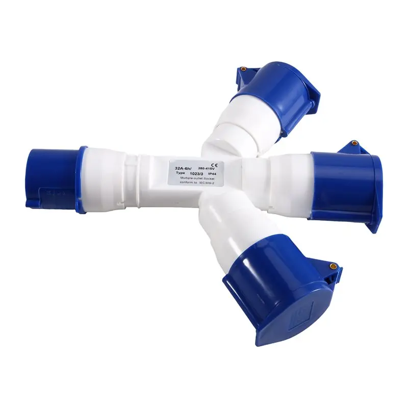 WORTHOWN-32A 3 Pin 3 Way Y-Type Industrial Plug AC380-415V Multi-Function Waterproof Industrial Field Plug