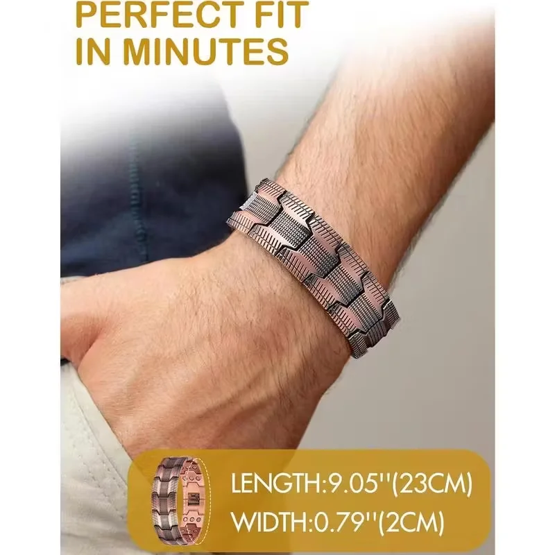 2-pack men's and women's magnetic bracelet - durable copper bracelet, adjustable bracelet - perfect choice for couples, Father's