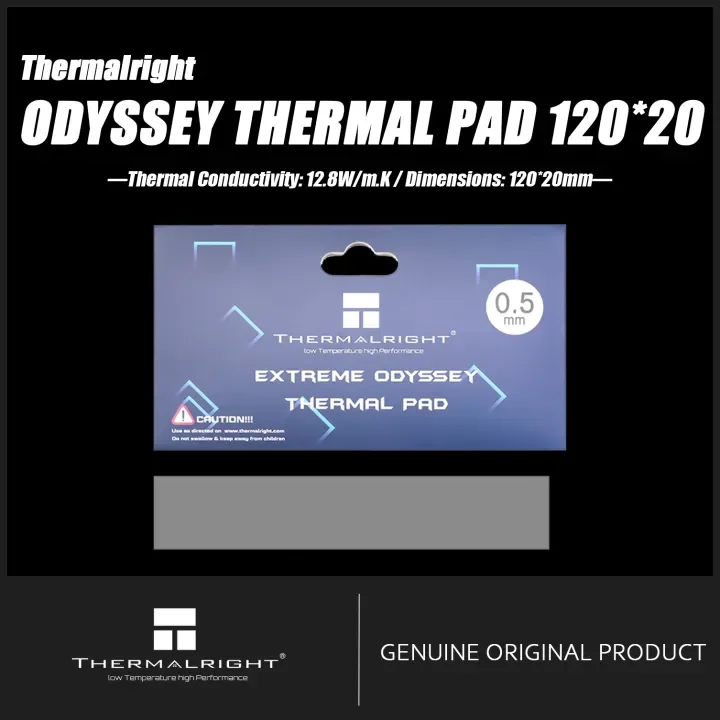 

Thermalright Odyssey Thermal Pad 2.5mm 12.8 W/mK, 120*20mm, Non Conductive Highly Efficient Heat Resistance, for PC GPU/CPU/SSD
