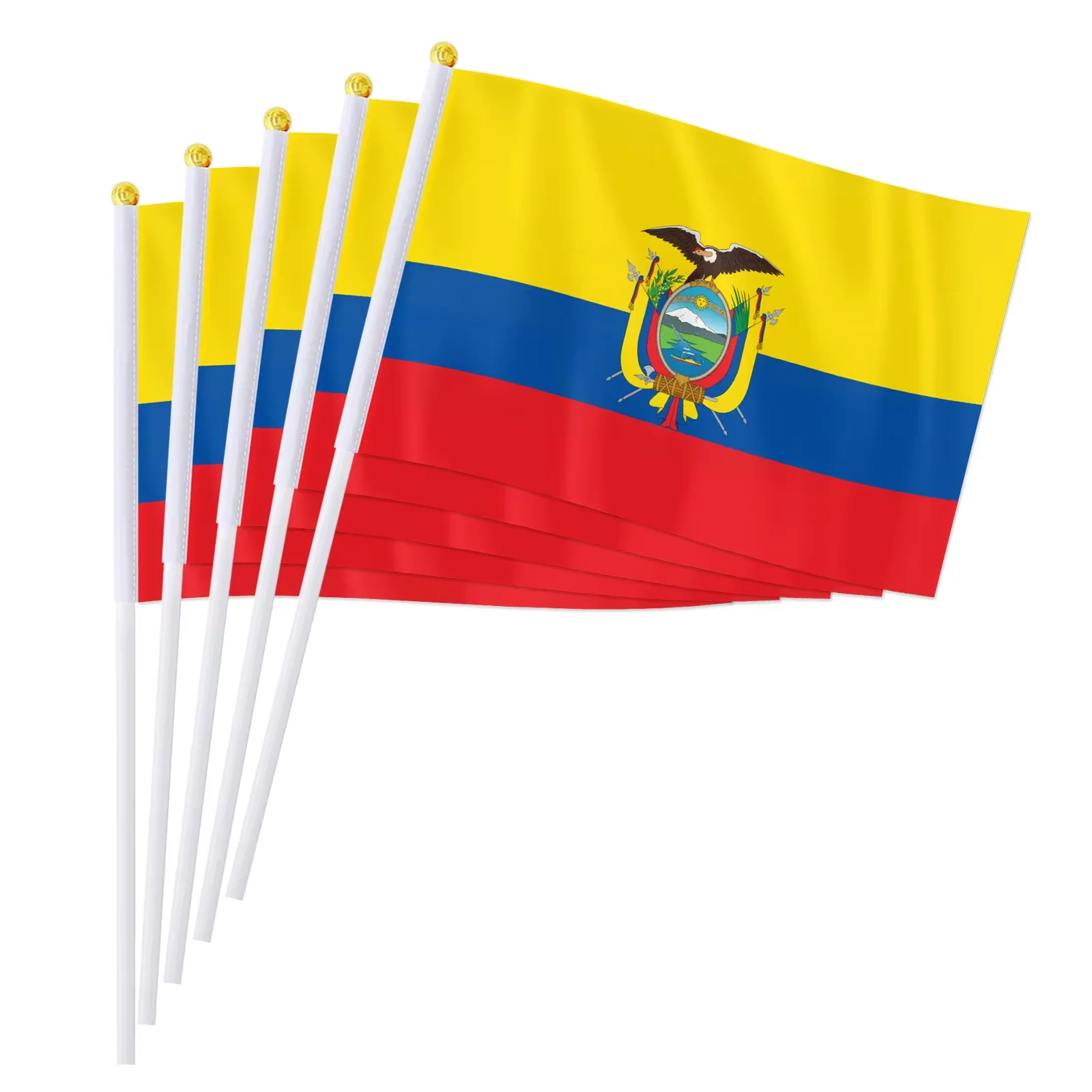 14*21cm Ecuador Hand Flag, World International Ecuador Ecuadorian National Handheld Small Waving Flag Desk Decor Gifts