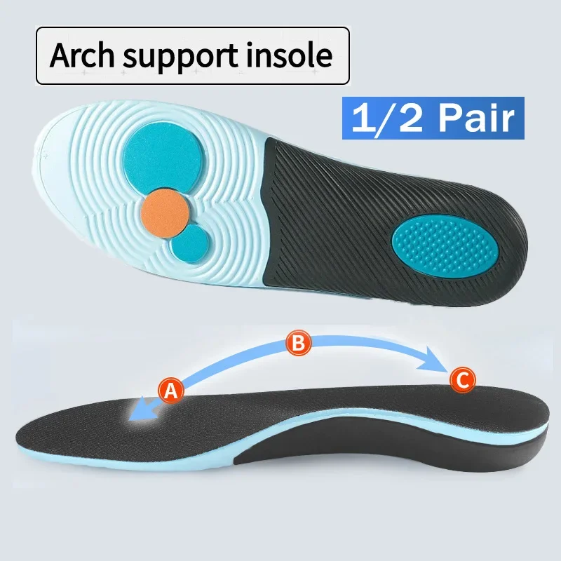 Orthopedic Flat Foot Insoles with Athletic Arch Support Shoe Inserts for Plantar Fasciitis Foot Pain Relief Shock Absorption