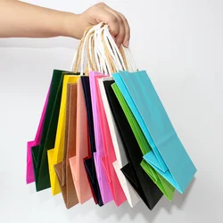 10/30/50pcs DIY Multifunction soft color paper bag with handles Festival gift bag shopping bags kraft paper packing bag