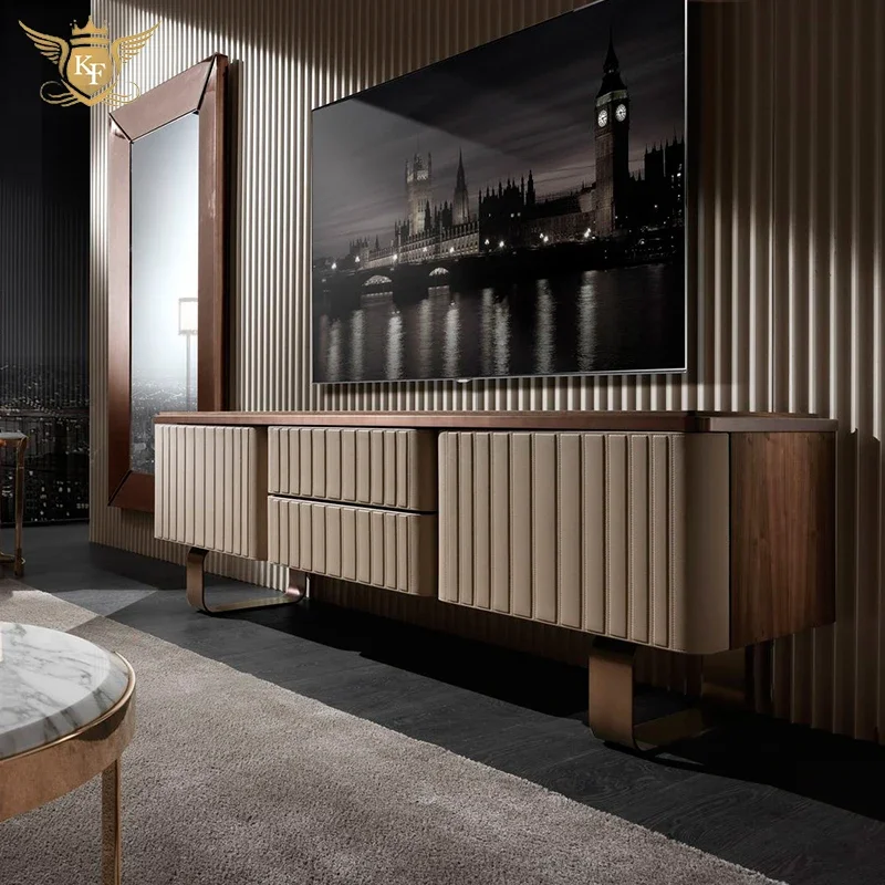 

Высококачественная напольная тумба под телевизор для дома, мебель для гостиной, итальянский роскошный деревянный телевизионный шкаф с мраморной отделкой