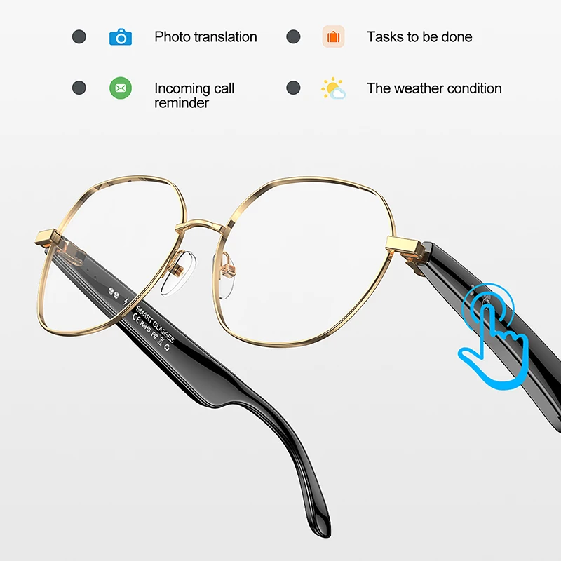 AI Chat Men Women Smart Bluetooth Call Glasses Voice Assistant Real-time Translation Voice Notes Open Ear Music IP65 Waterproof