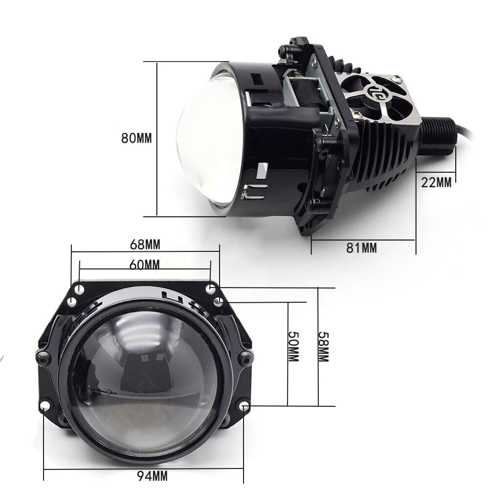 Valesun-Lentes de proyector Led Bi para faros delanteros de coche, kit de reequipamiento para lámpara automática P50 6000k, accesorios de luces de coche, 3 pulgadas, 60W