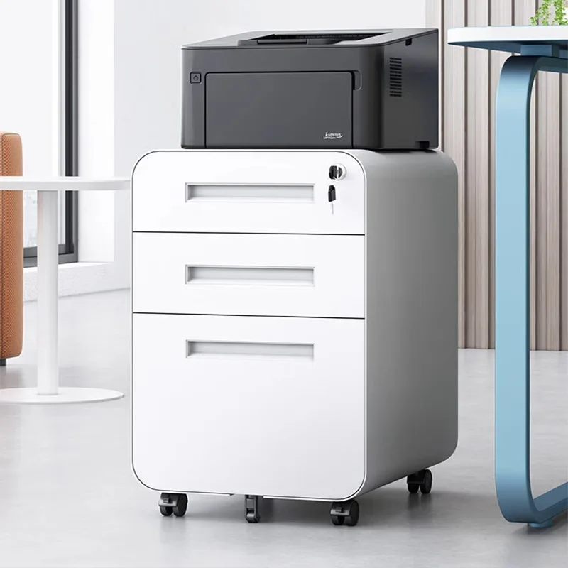 Under the desk mobile file cabinet low cabinet three-drawer locker movable  steel combination lock modern simplicity