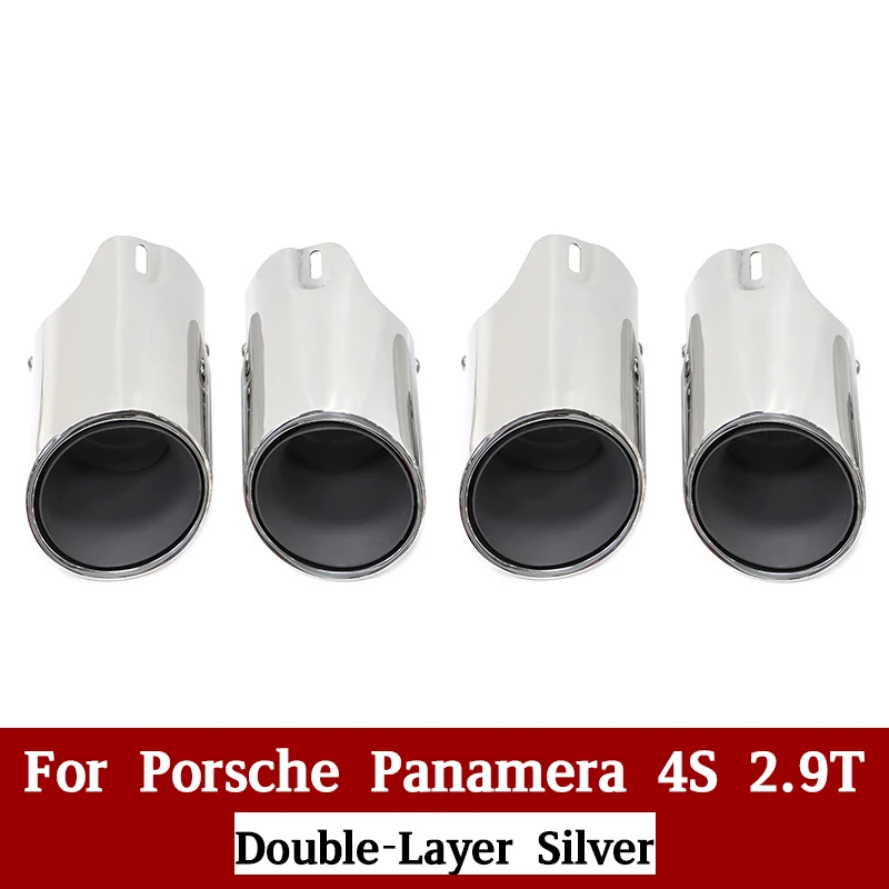 Voor Porsche Panamera 4 S 2.9 T 971 2017-2024 Uitlaat Rvs Zwart Uitlaat Uitlaatpijp Tip Nozzle vervanging Uitlaat - afbeelding 1
