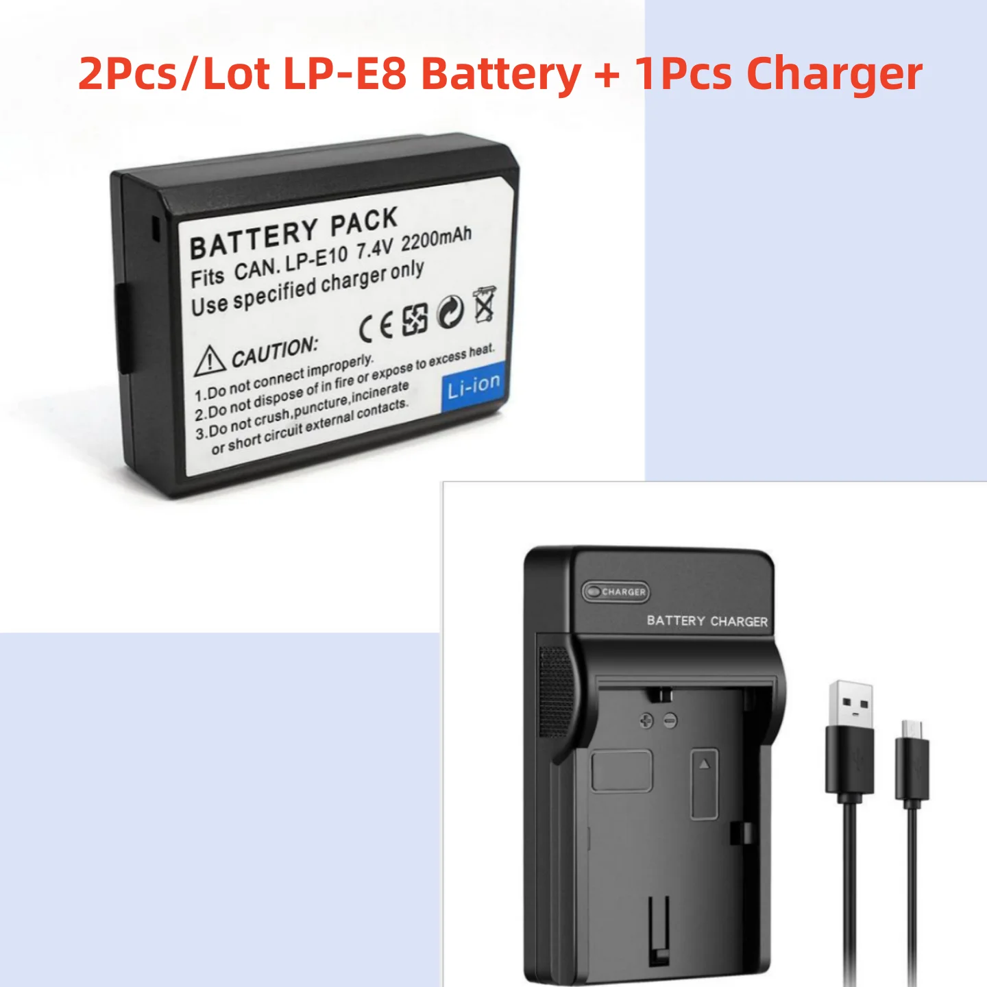 LP-E10 LPE10 LP E10 Camera Battery For Canon 1100D 1200D 1300D 1500D 3000D KISS X50 X70 X80 EOS Rebel T5 T6 T7 USB Charger