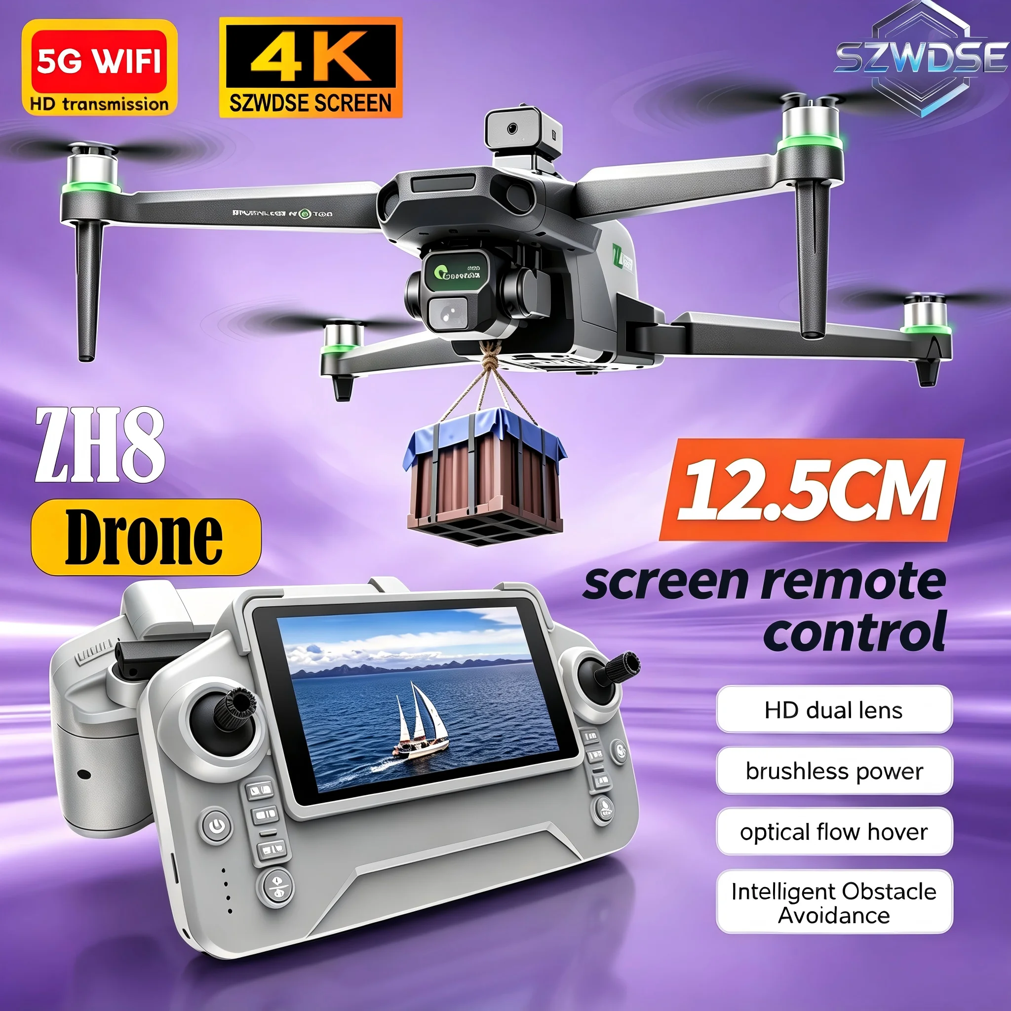 nouveau-drone-zh8-2026-avec-camera-4k-et-Ecran-moteur-brushless-20-min-de-vol-largage-aerien-quadricoptere-pliable-pour-photographie-aerienne