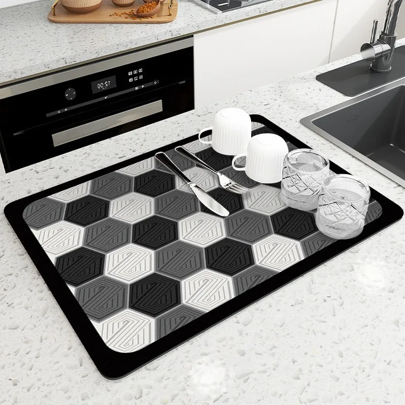 Elegante e minimalista super absorvente grande tapete antiderrapante drenagem prato de secagem rápida cozinha banheiro dreno almofada utensílios de mesa decoração