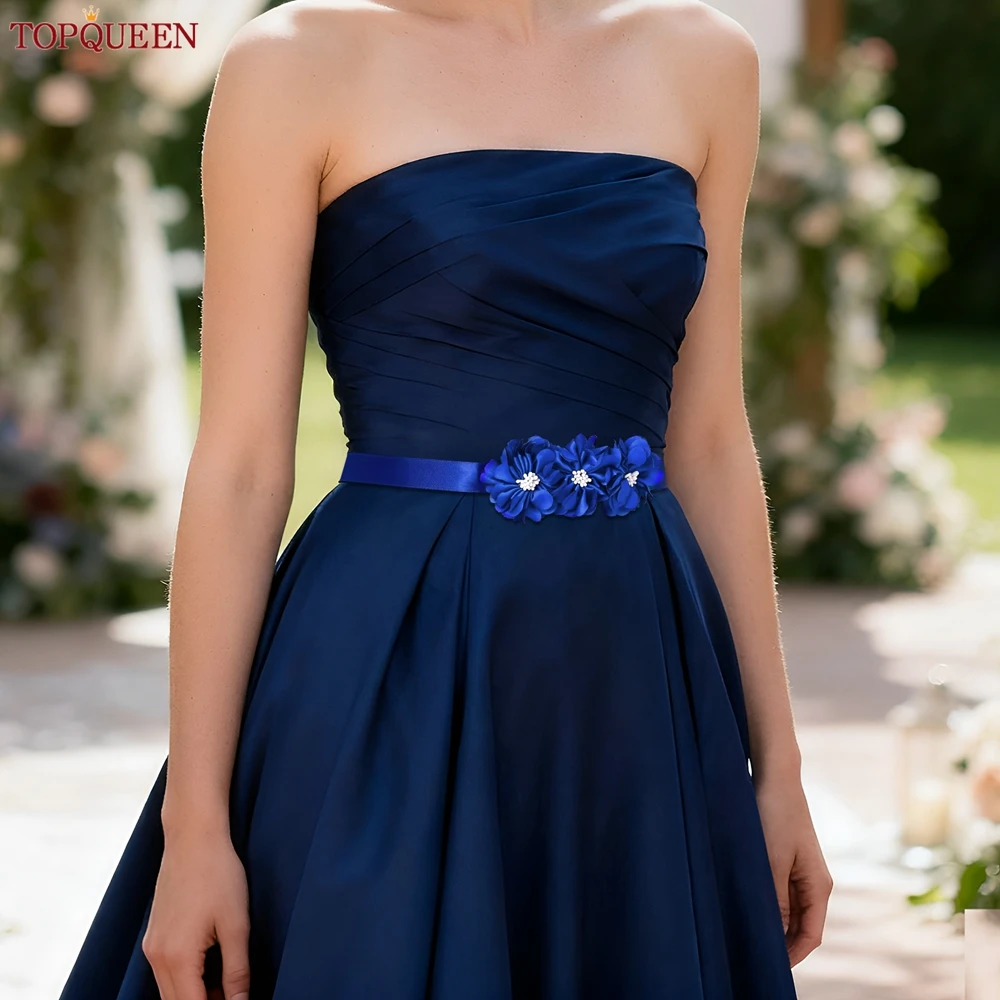 TOPQUEEN المرأة أنيقة زهرة وشاح الزفاف الشريط حزام الزفاف مساء فستان وصيفة الشرف وشاح S140