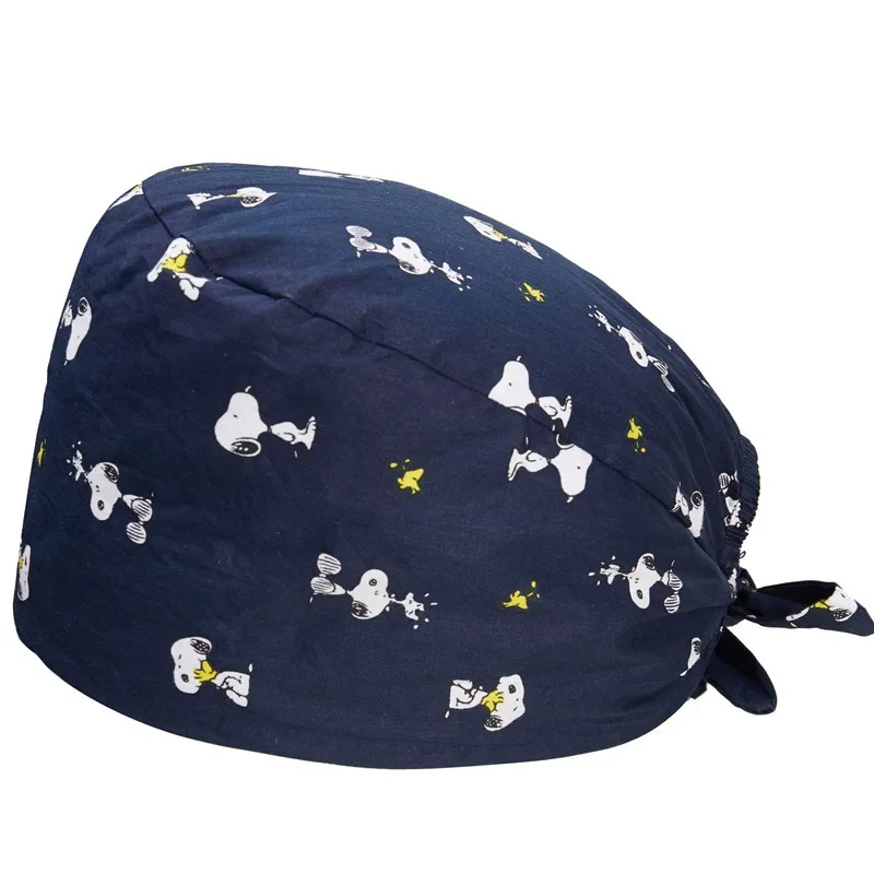 Snoopy Operating Cap Unisex Tooth Dentist Scrub Caps Cotton Print Operating Room Hat for Men Women Nursing Medical Surgicals Cap