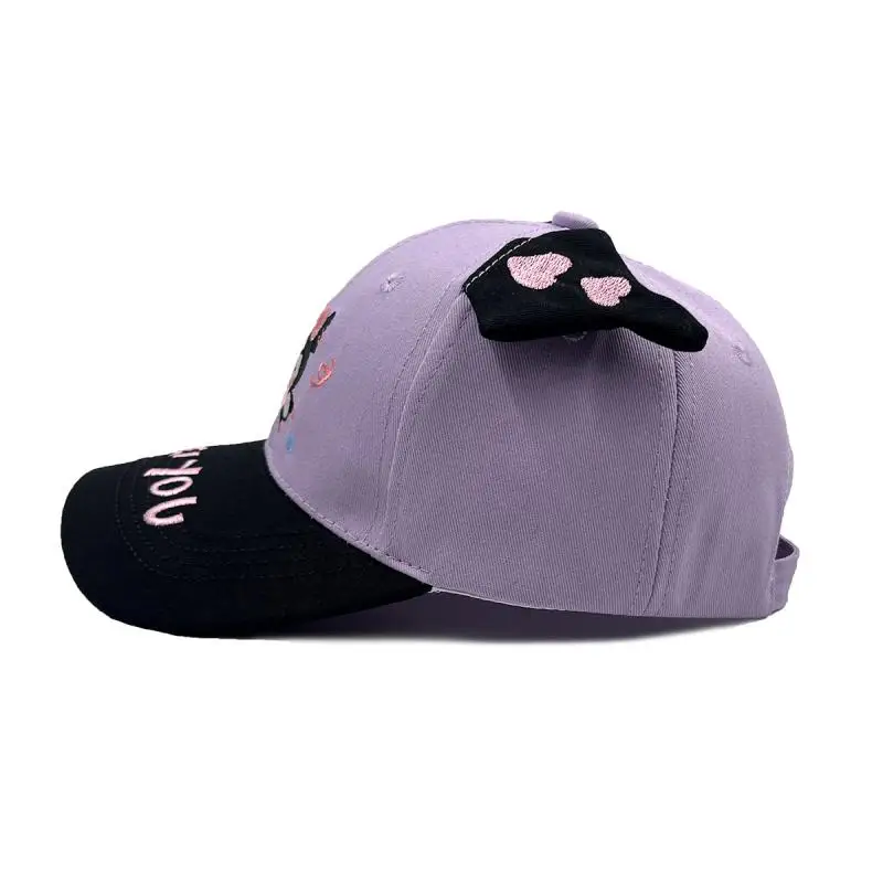 Casquette à visière brodée Kuromi pour enfants, chapeau de soleil de dessin animé, oreilles tridimensionnelles, anime My Melody, casquette de baseball, cadeau pour enfants, nouveau