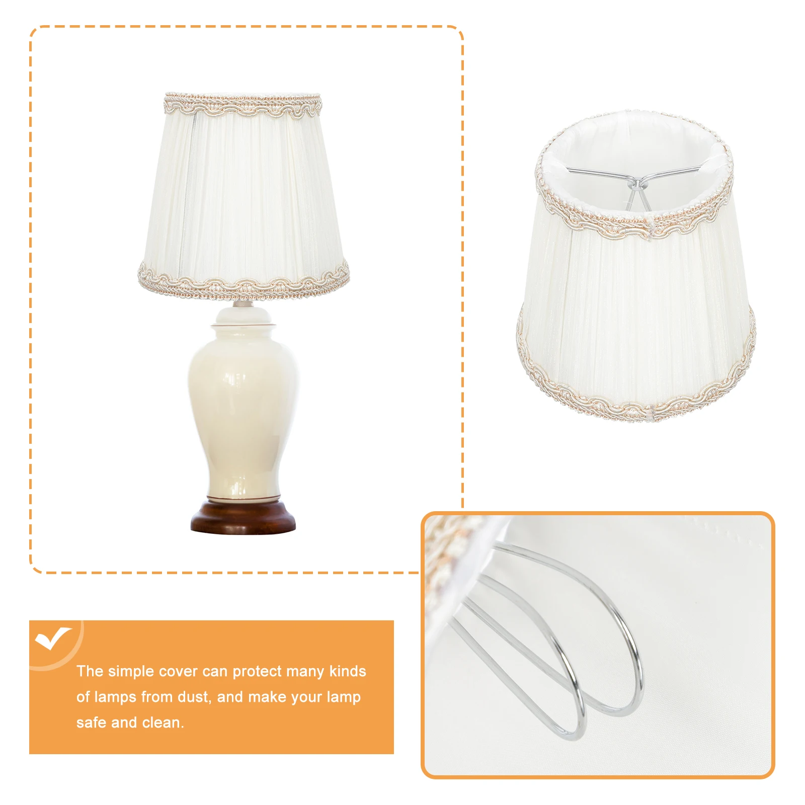 

European Style Lamp Shade Desktop Lamp Shade Cover with Iron Stand for Bedroom Living Room Table Light Protector