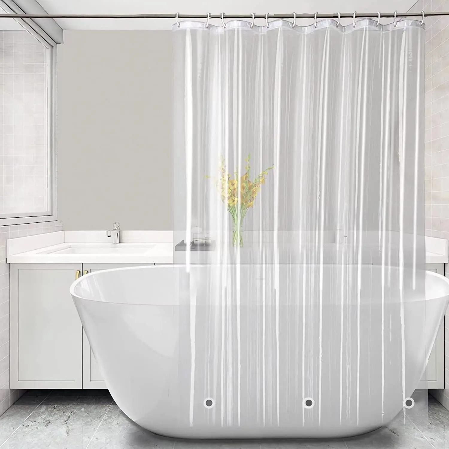 Transparent Shower Curtain Punching-Free Door Curtain Waterproof And Mildew-Proof Thickened Isolation Curtain