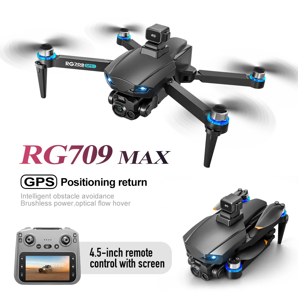 طائرة بدون طيار RG709 Pro GPS مع شاشة احترافية 4K HD كاميرا مزدوجة تعمل بالأشعة تحت الحمراء/ليزر لتجنب العوائق بدون فرش ألعاب بدون طيار هدية #2