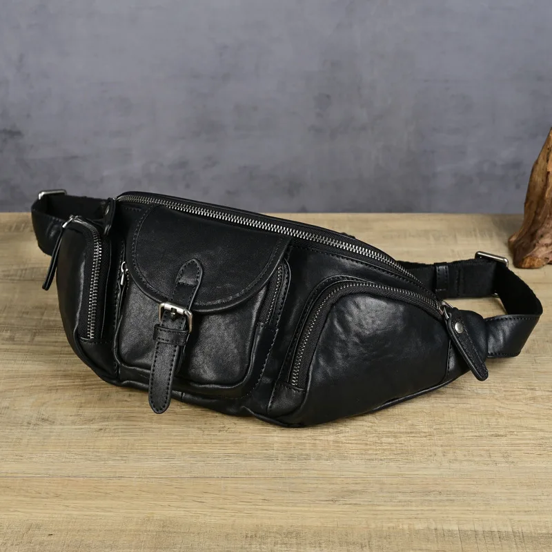 

Men's Large Capacity Chest Bag Vintage Genuine Leather Sports Casual Single Shoulder Slant Bag Motorcycle Backpack Leather