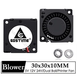 Gdstime 3010 Blower 24V 12V 5V Fan 30MM*10MM Dual Ball Cooling Fan 3010 Mini Turbo Centrifugal Blower Cooler for 3D Printer Part