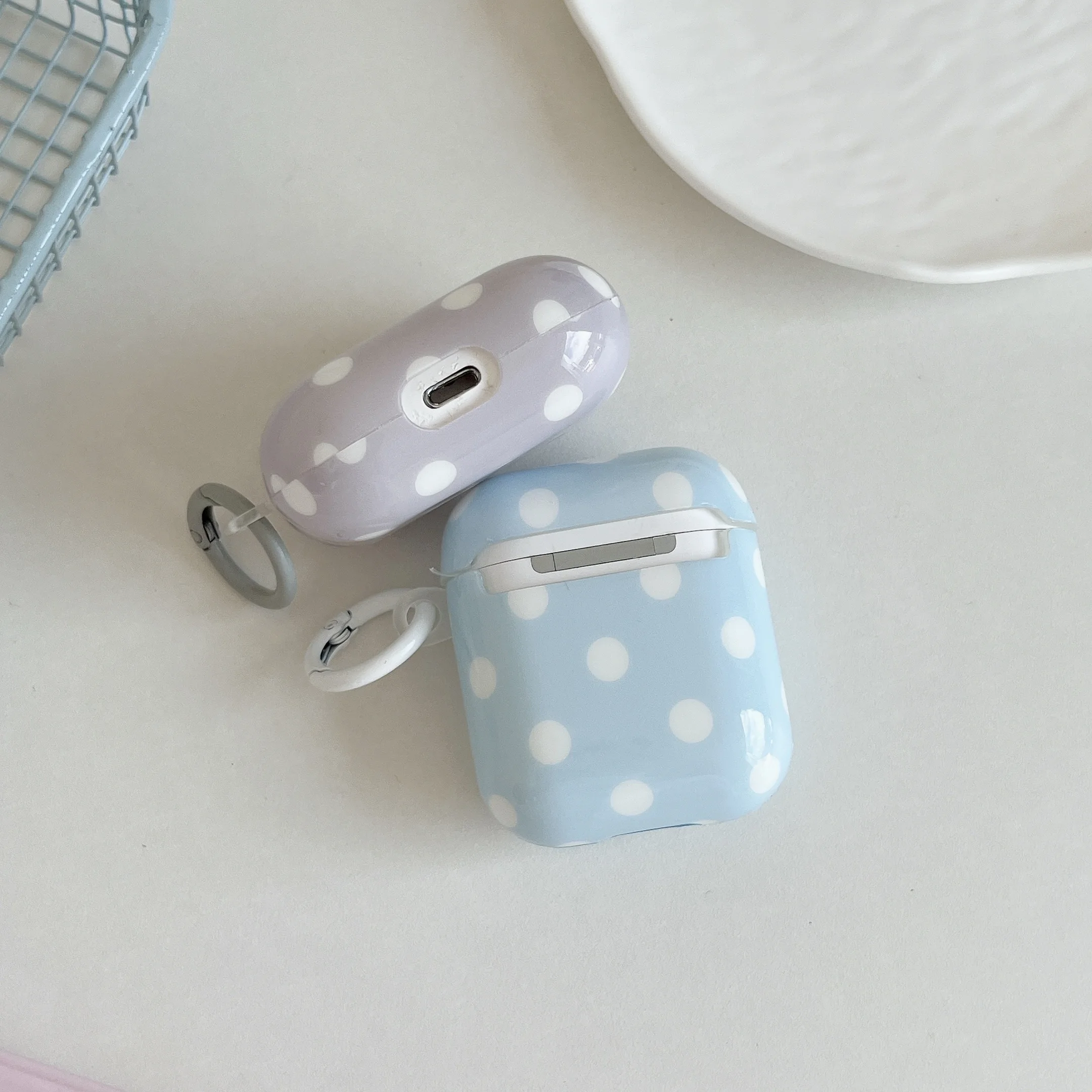 Light-Color White Polka Dots Wave Point Blue Purple Glossy Protective Earphone Cover Case For AirPods 5 Pro3 Pro2 1 2 3 4 Pro - view 3