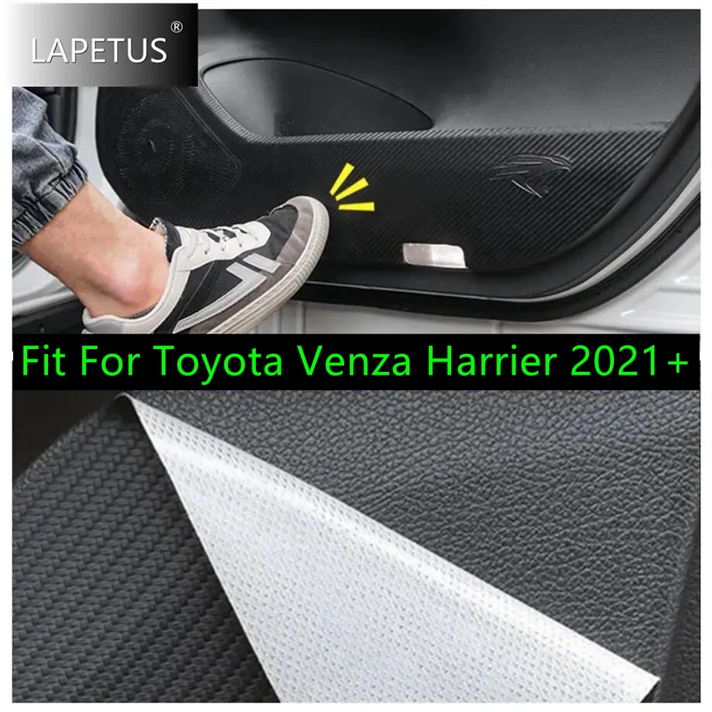 Carbon Fiber Look Stickers Car Door Scratchproof Anti Kick Pad Film Protective Accessories For Toyota Venza Harrier 2021 - 2024