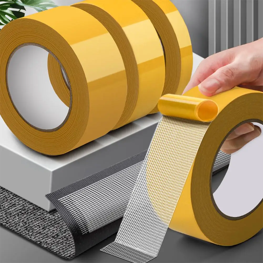 High Viscosity Tapes Double Sided Cloth Base Grid Tapes Waterproof Traceless Carpet Adhesive Fiber Tape Strong Sticky Strips