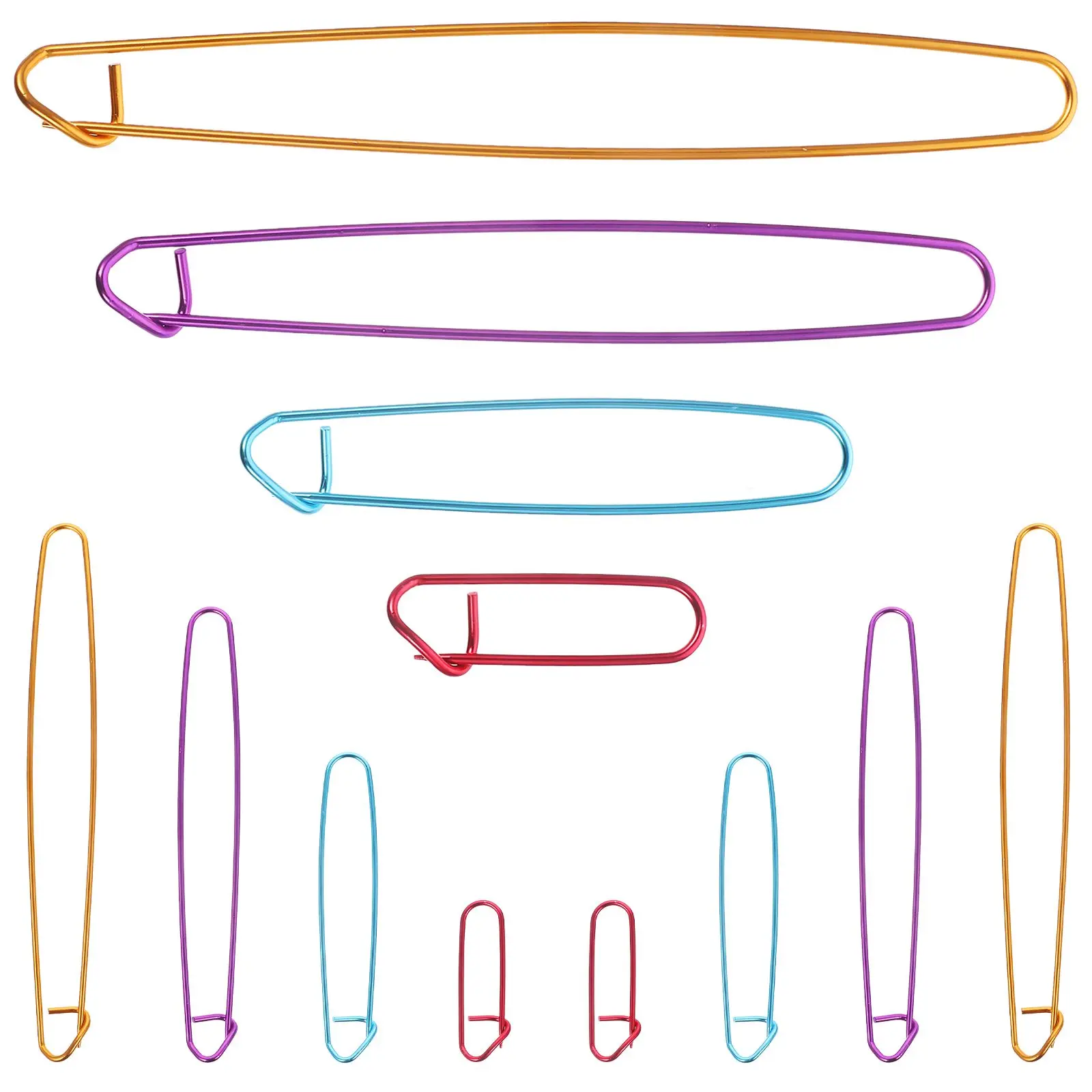 

12 Pcs Stitch Holders 4 Sizes 6cm 12cm 17cm 20cm Bright Colors Premium Aluminum Durable Secure Locking Design Knitting Crochet