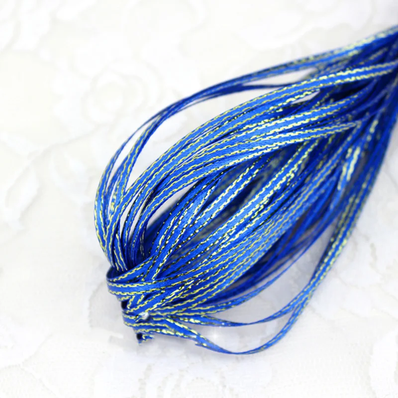 (25 yards/roll) deep blue gold Edge Satin Ribbon Wholesale Gift Christmas ribbons (6/10/25/40mm)