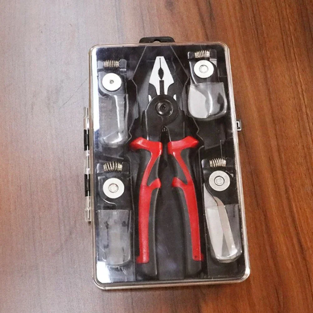 5-in-1 Multi-functional Pliers Set,Interchangeable Plier Heads Steel Wire Pliers,Wire Stripper,Cable Clamp,Crimping Pliers