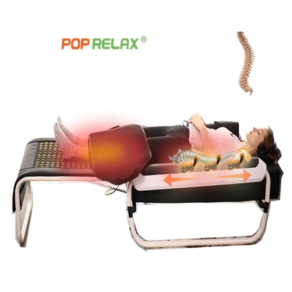 Pop Relax Hot Selling Spine Traction Care Jade Roller Body Relax Infrared Heating Tourmaline Thermal Stone Therapy Massage Bed