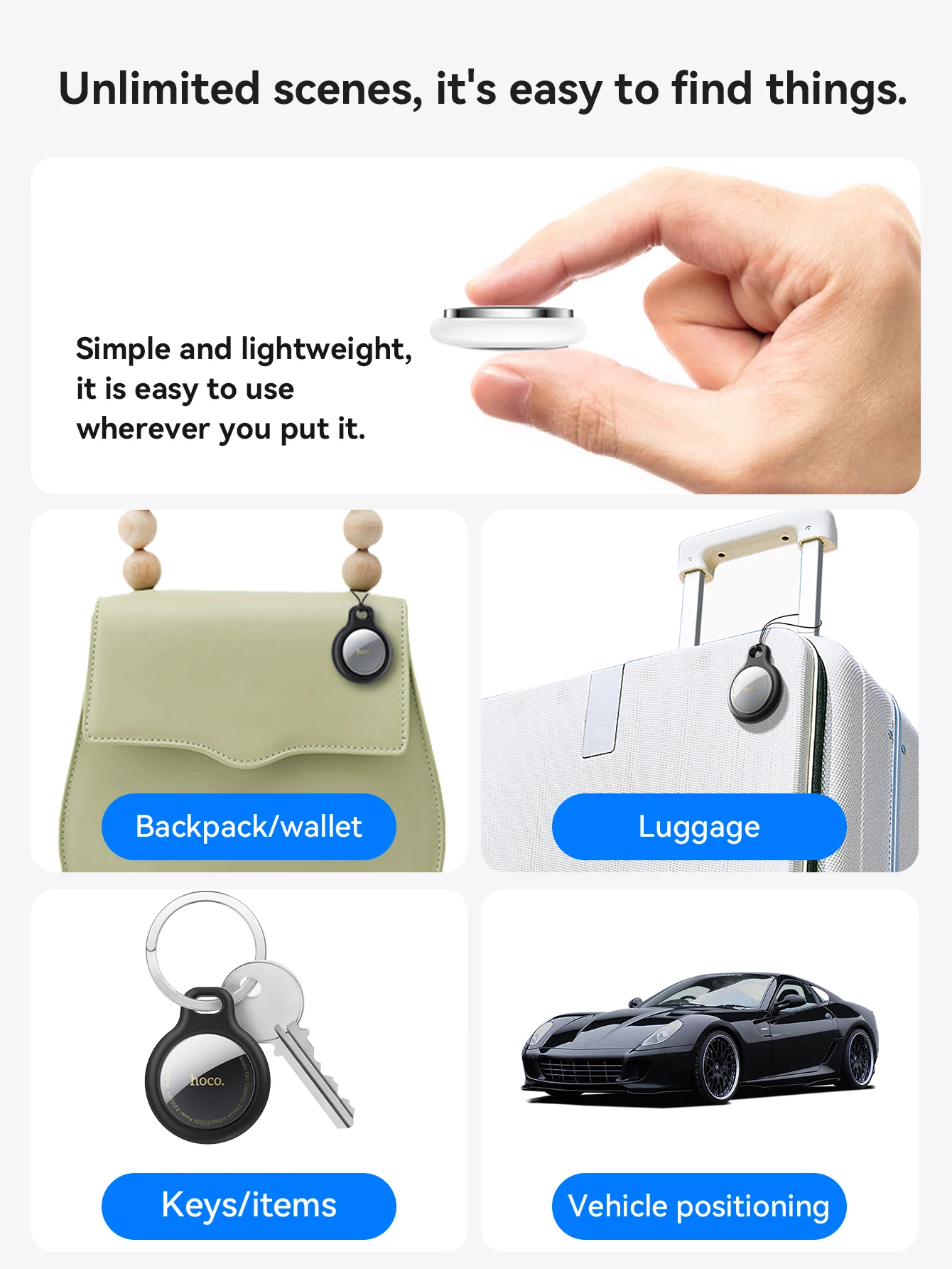 HOCO 4-teiliger Anti-Verlust-Tracker für Apple Airtag Ersatz IOS Find My Bluetooth GPS-Tracker für Gepäck und Schlüssel mit Hülle – Detail 9