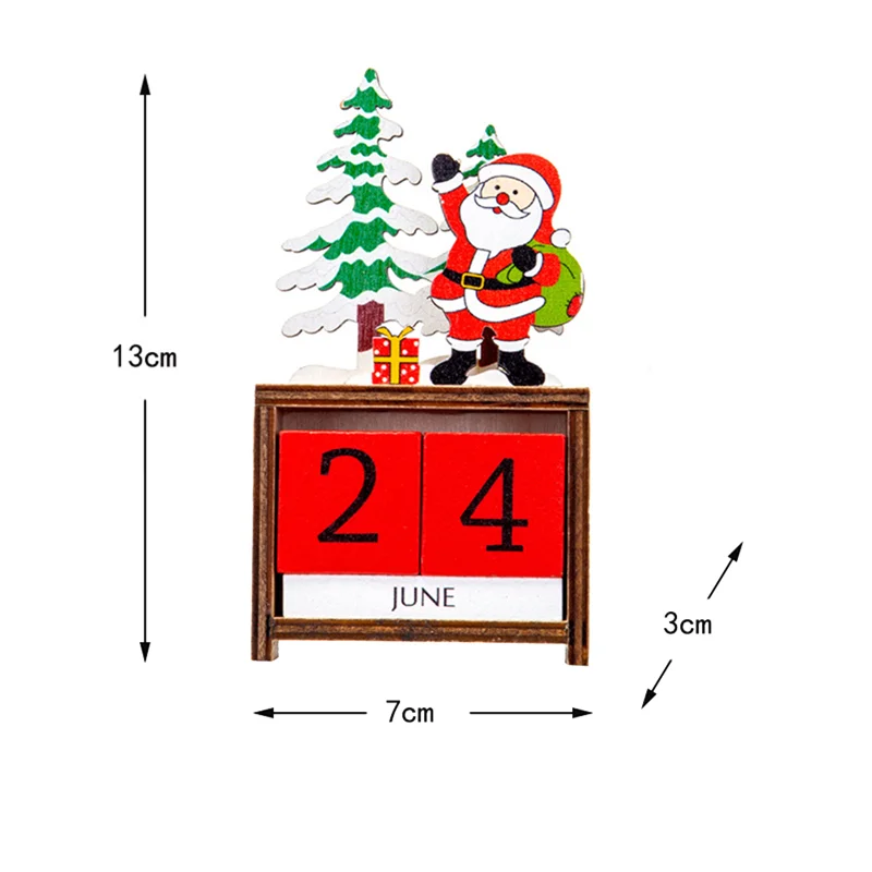 Merry Christmas Wooden Painted Santa Calendar Xmas Ornaments Christmas Decorations for Countdown Calendar Snowman