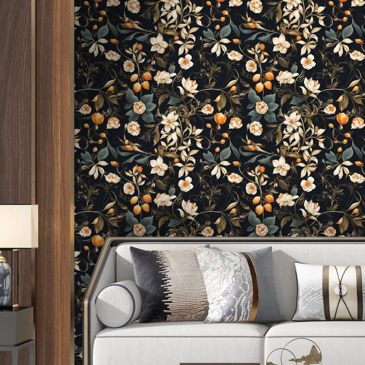 Floral Peel and Stick Wallpaper Black Flower Textured Contact Paper Modern Removable Vinyl Self Adhesive Wallpaper for Bedroom