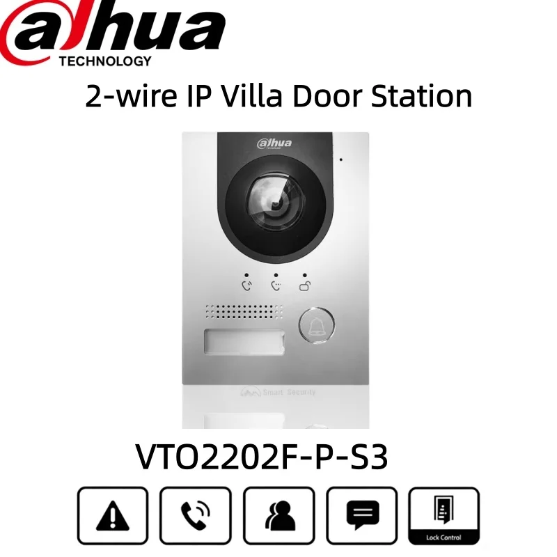 ด้าฮัว ชุดอุปกรณ์รับสายประตูบ้านแบบ 2 สาย รุ่น 168.6 °   กล้องวิดีโออินเตอร์คอม VTO2202F-P-S3 IK07 & IP65 แบบ 2 สาย PoE ความละเอียด 2MP HD สี