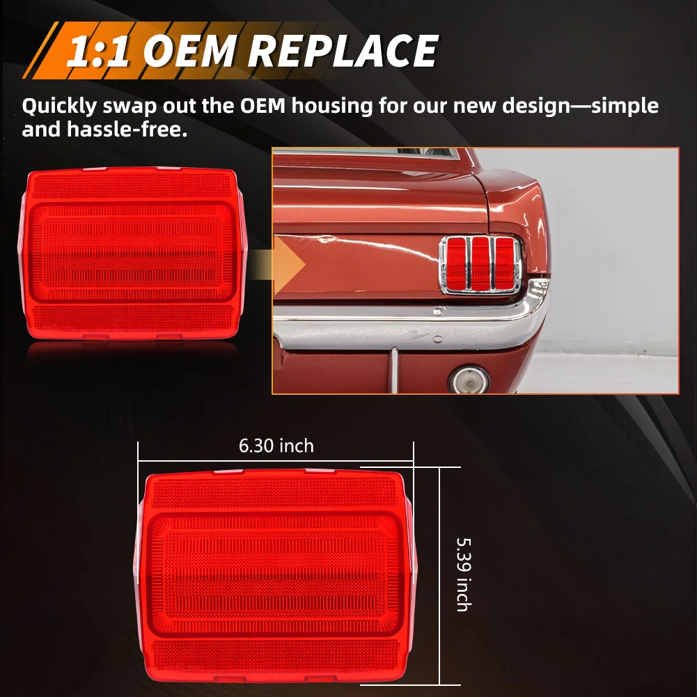 2Pcs Rear Bumper Backup Light Reverse Light Brake Light Tail Light Reflector Light Cover For 1964 1965 1966 Ford Mustang No Bulb - view 3