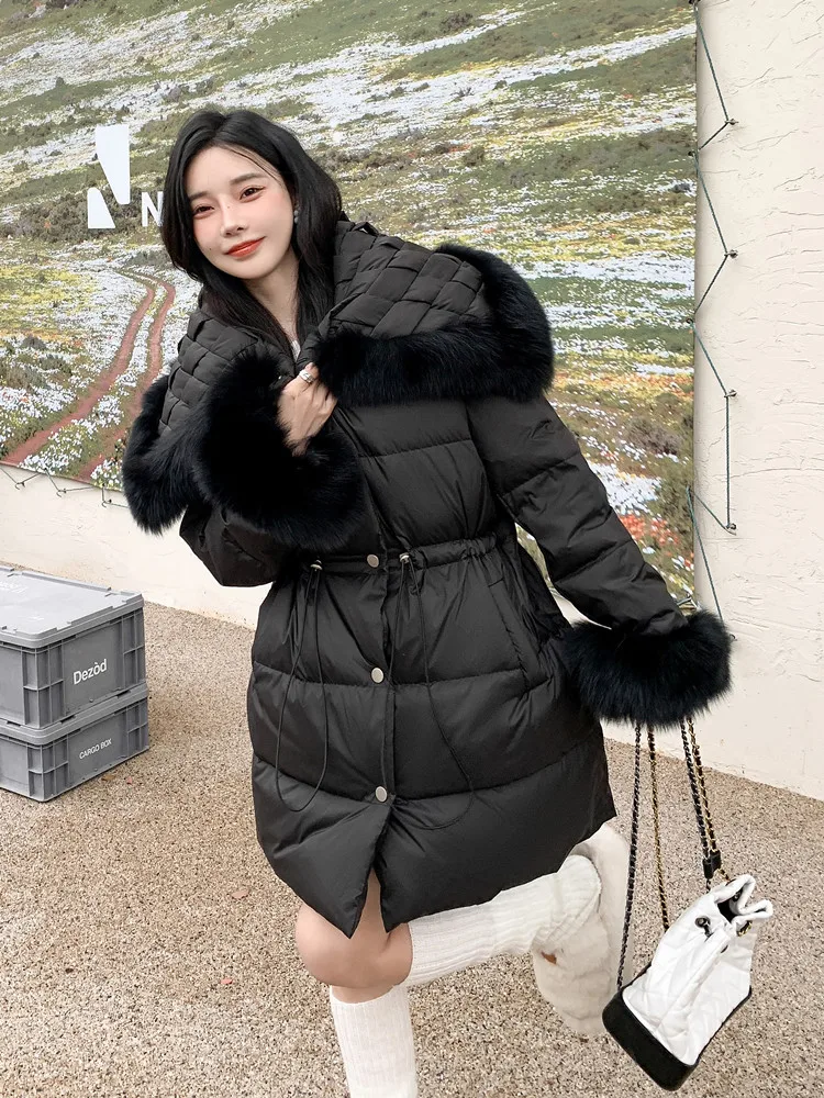 New Fashion Winter Natural Fox Fur Collar cappotti donna piumino d'oca Outwear cappotti di lusso femminili Parka Loose Puffer Jackets