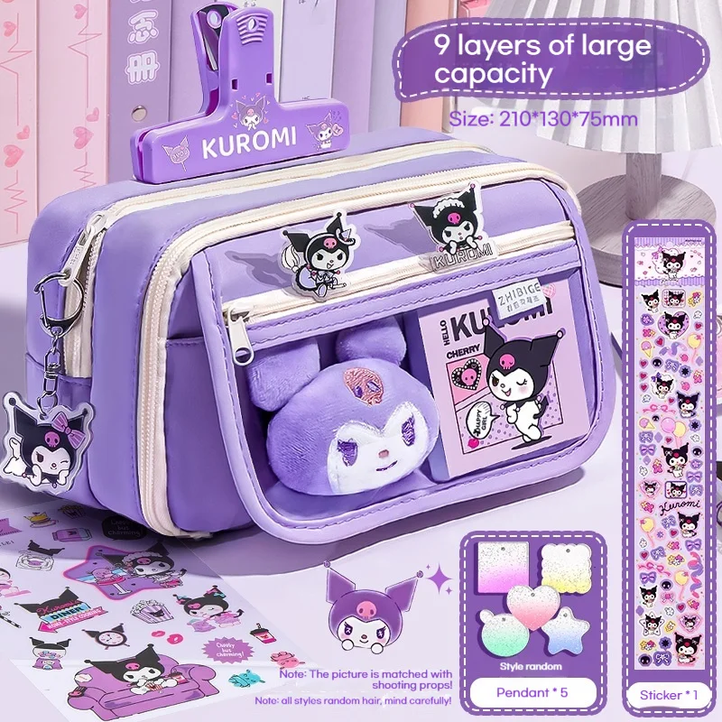 Neues Sanrio Kuromi Federmäppchen für Mädchen der Mittelstufe, neue Grundschülerinnen, großes Fassungsvermögen, hohe Optik
