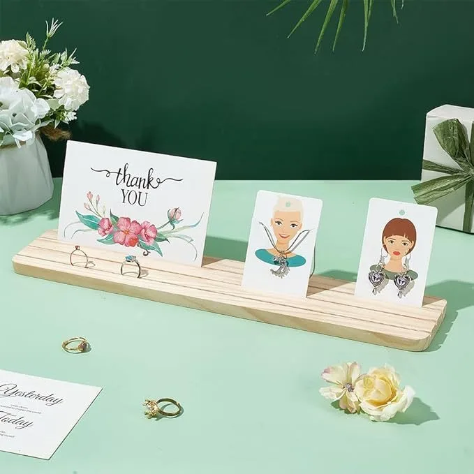 

Wooden Earring Display Stand 3 Slot Display Cardboard Earring Card Holder Display Stand Wooden Business Card Holder for Desktop