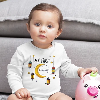 Il mio primo Ramadan Baby body ragazzi ragazze vestiti neonato manica lunga pagliaccetto bambino tuta bambino presente abiti infantili