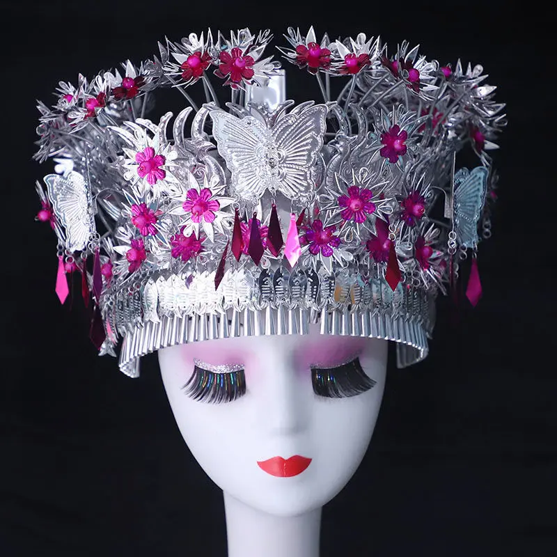 14 Styles Chinese Silver Miao Hat For Children Adults Studio Photography Vintage Headwear No Discoloration Colorful