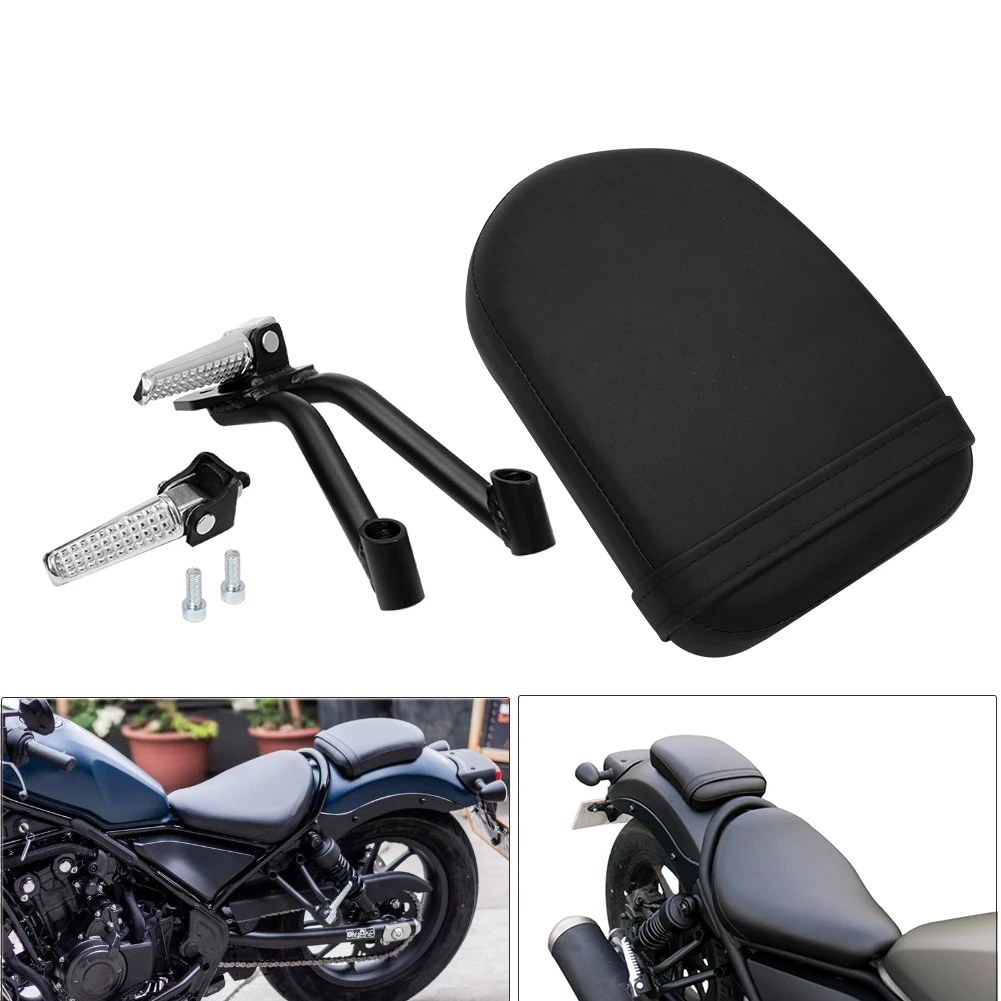 Motorcycle Rear Passenger Seat Cushion & Foot Pegs Kit Compatible with Honda Rebel 300 500 CMX300 CMX500 2017-2020