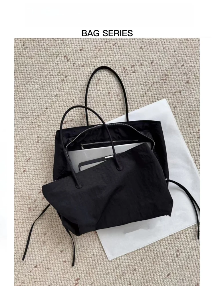 

Rose Live2026 Black Minimalist Large Capacity Multi-compartment Nylon Fitness Tote Bag Single Shoulder Bag British Style Handbag