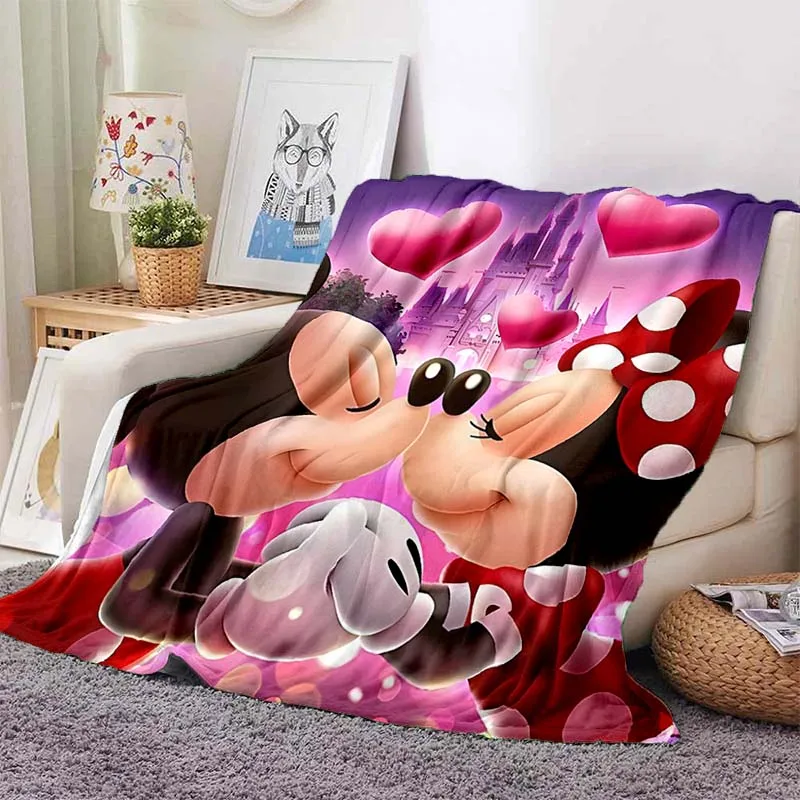 Minnie Mickey Mouse Fashion Blanket for Sofa King Size Soft Flannel Throw Fluffy Bed Blanket New Born Winter Blanket Girl Kid