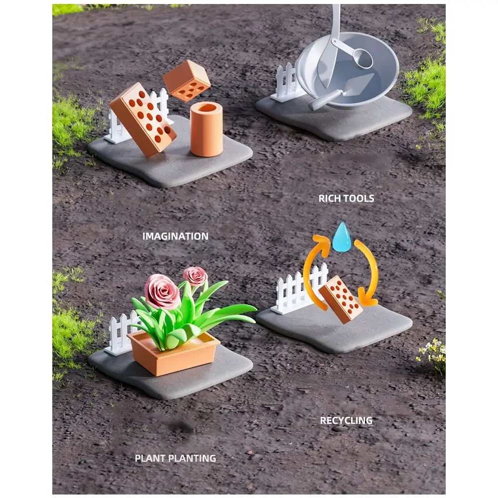 Multicolor DIY Building House Block Set Plastic Tile Houses Simulation Brick Houses Kit Cottage Style Miniature Size