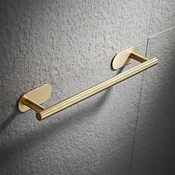 New Stainless Steel Towel Holder No Drilling Gold Bathroom Hook Self-adhesive Bathroom Shelves Home