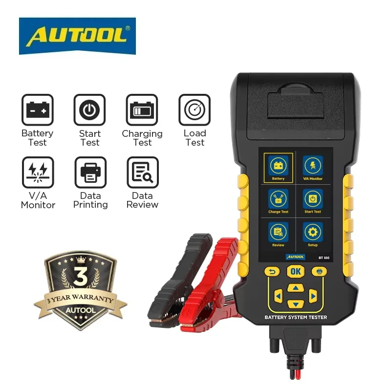 

AUTOOL BT880 Battery Tester With Printer Battery Analyzer Tester Cranking Automobile Battery 8-30V Auto Battery Diagnostic Tool