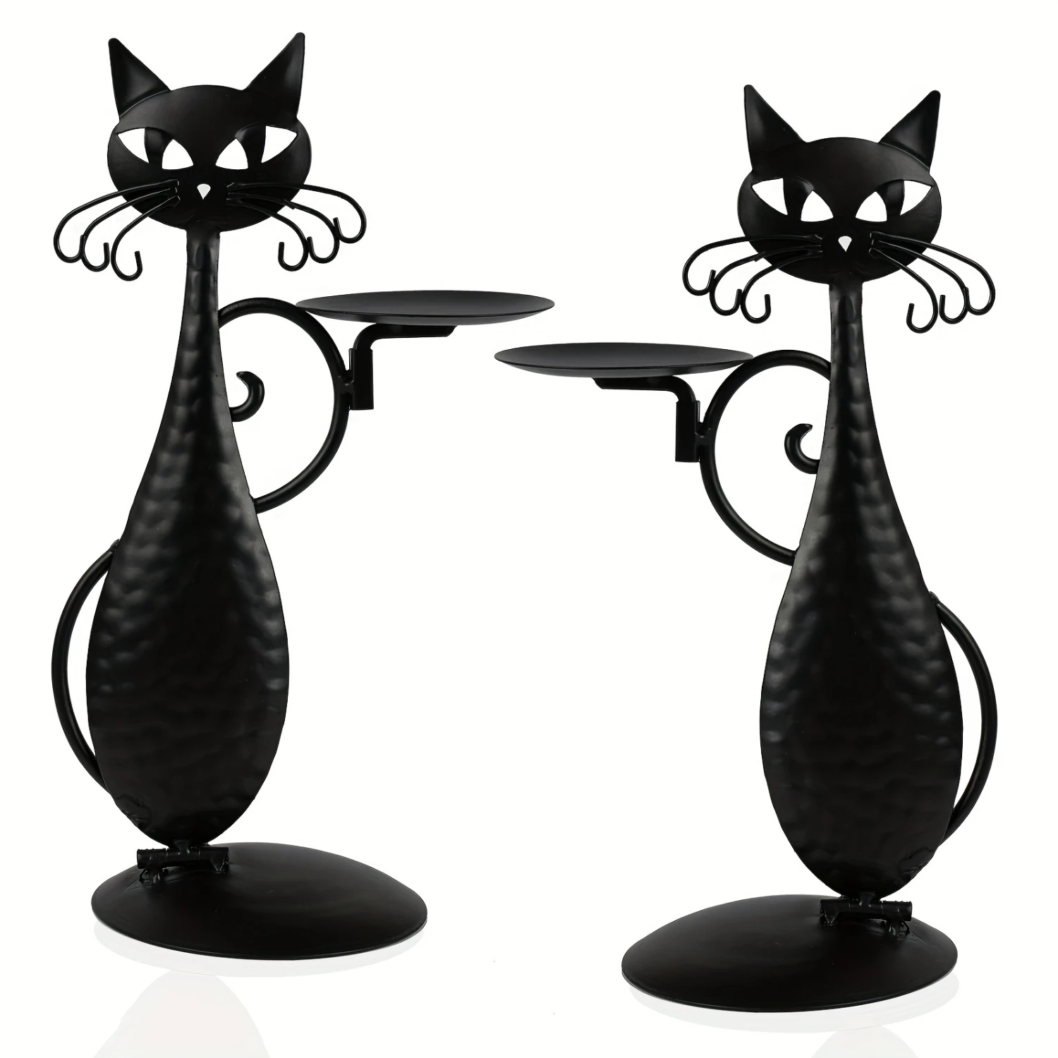 1 Set Black Cat Candle Holder For Pillar Candle Led Flameless Candles, Retro Rustic Farmhouse  Metal Cat Decor Candlestick For C